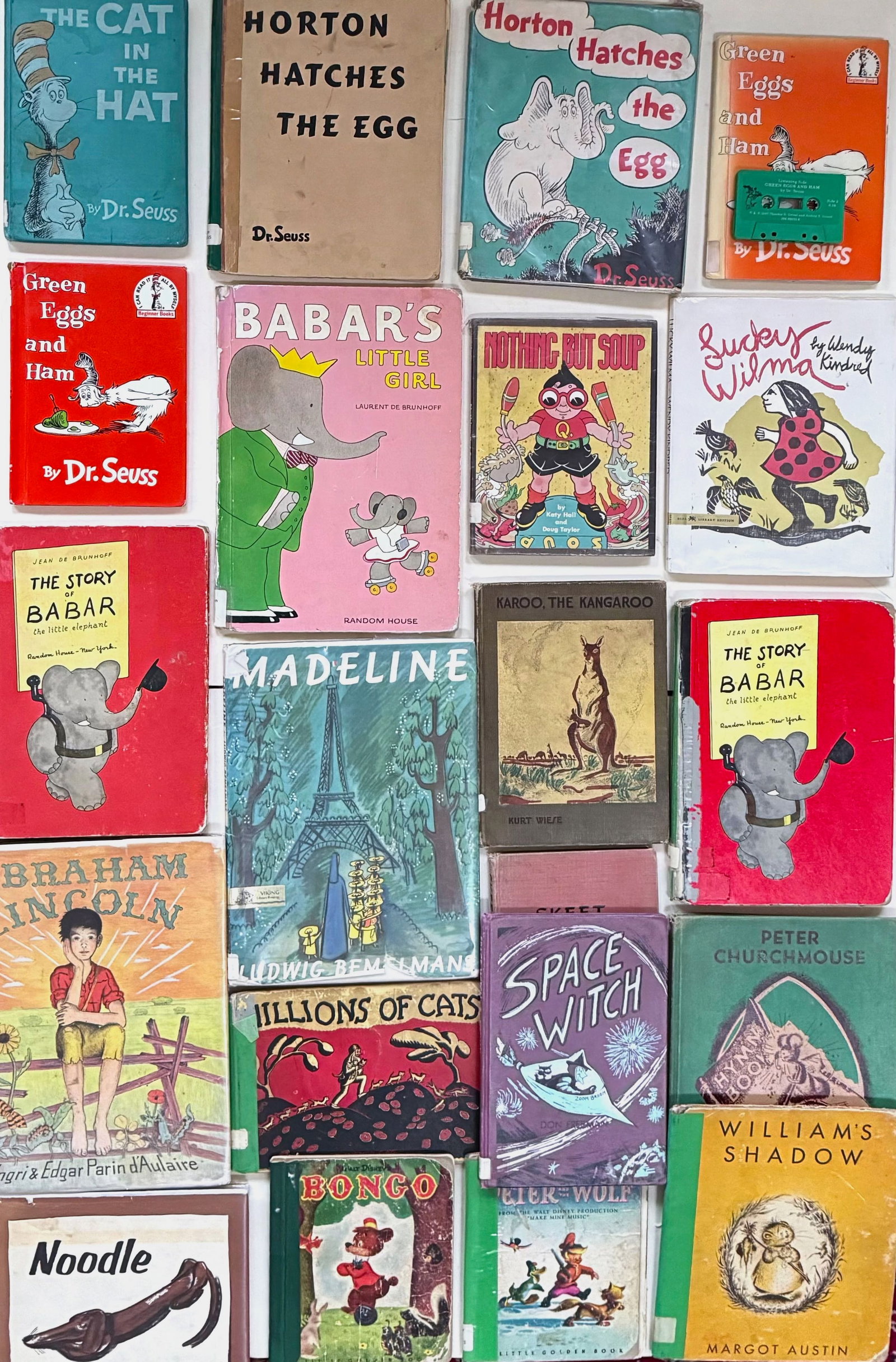 Vintage Children's Books: Dr. Seuss, Babar, Bemelman, Wanda Gag & More (21): Collection of vintage and 1st edition children's books. 1-HORTON HATCHES THE EGG, Dr. Seuss. 2-BABARS Little Girl, Laurent De Brunhoff. 3-The Story of BABAR. 4-THE CAT In The HAT, Dr. Seuss. 5-SPACE W