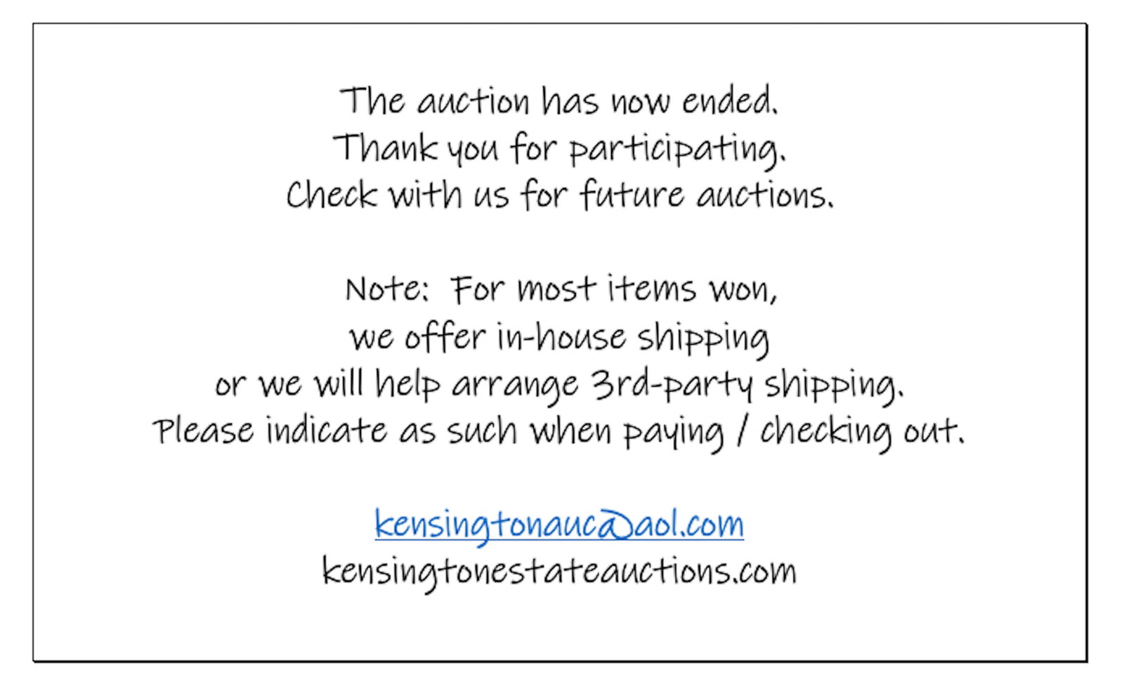 END OF AUCTION (1 of 1)
