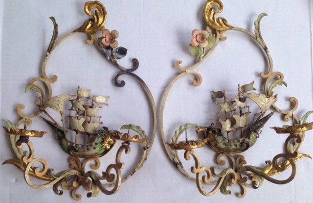 Italian Iron Wall Sconces "Galleon Dragon Ship"H:15.6" (1 of 4)