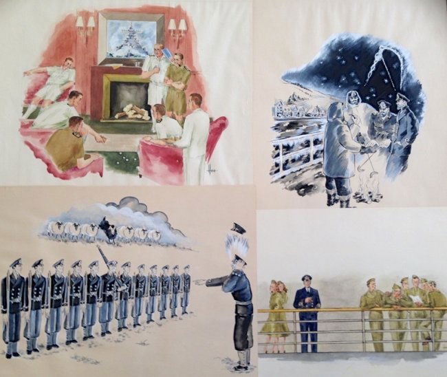 Thorton Hee, World War II Illustration Paintings (4) (1 of 5)