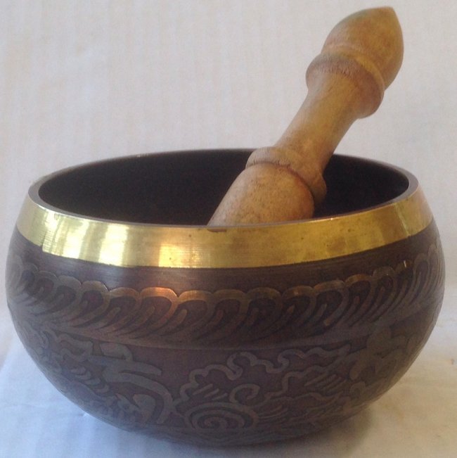 Tibetan Bronze Toning Singing Bowl With Wooden Mallet (1 of 3)