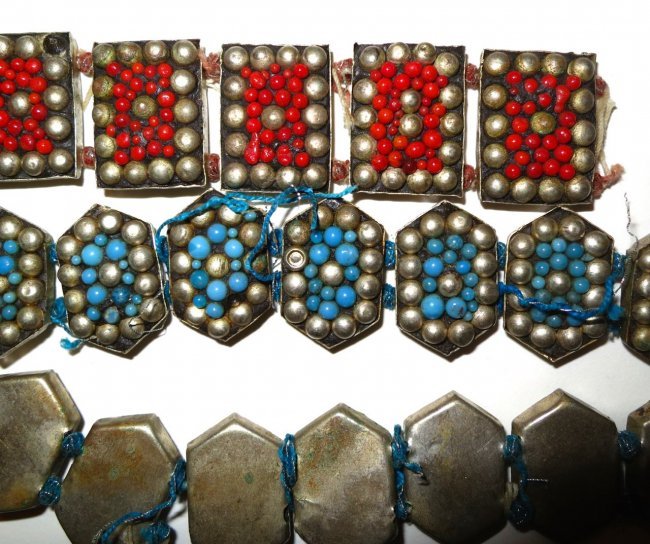 (2) Tibetan Silver Turquoise & Coral Ceremonial Belt (1 of 3)