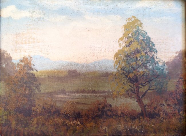 American Landscape Valley Oil Painting, c.1930 (1 of 2)