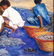 Goa India: H. Blau Oil Painting "Gathering Fish" c.1950 - 3
