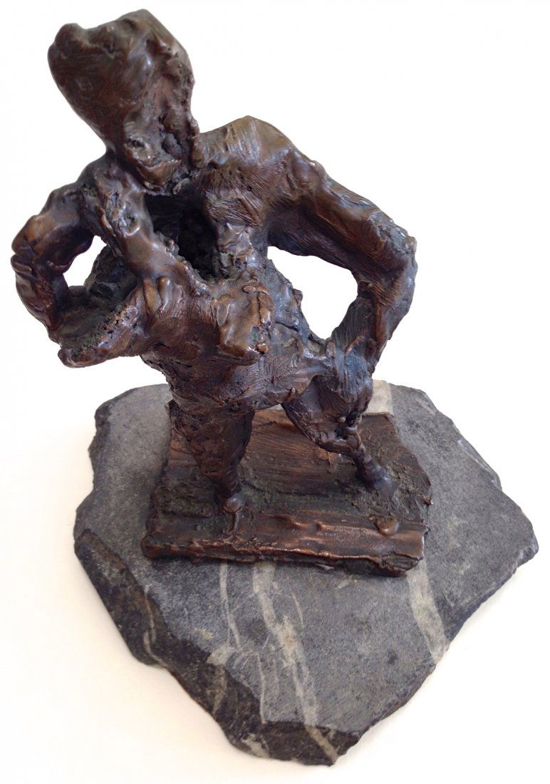 Bronze Modernist Figural Sculpture, Signed: HA (1 of 3)