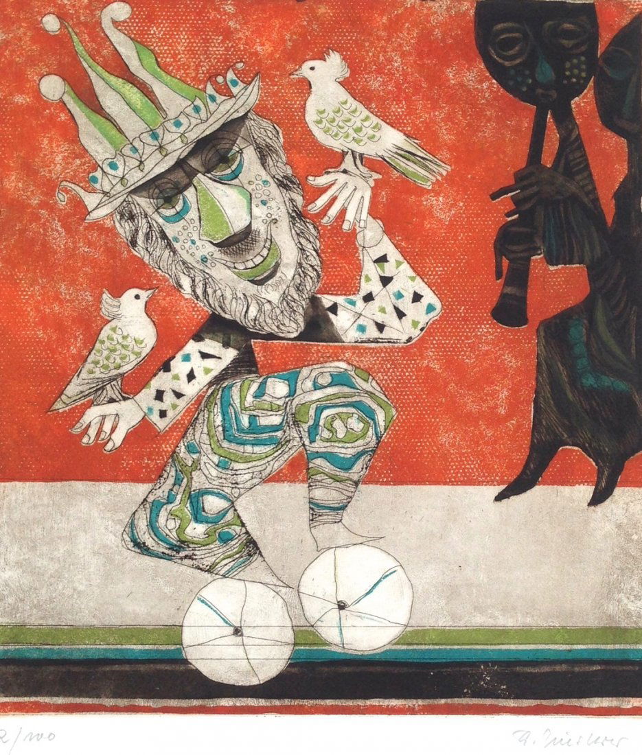 German Colored Etching, Albert Finsterer (1 of 1)