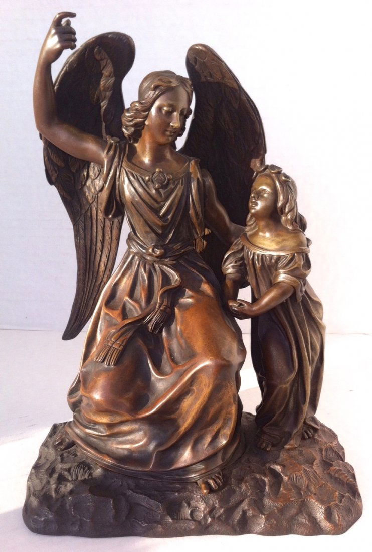Bronze Sculpture "Angel & Child", 19th Century (1 of 2)