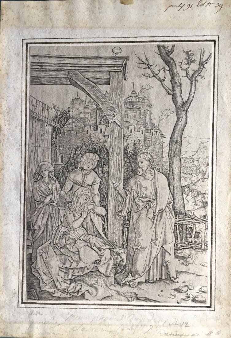 Albrecht Durer: Albrecht Durer, Life of the Virgin, Christ taking leave from his mother Albreht Durer (Nuremburg, Germany 1471-1528) Woodcut, unframed Dimension: 11.7” x 8.4”, not laid down Bartsch 92 Signed: in 
