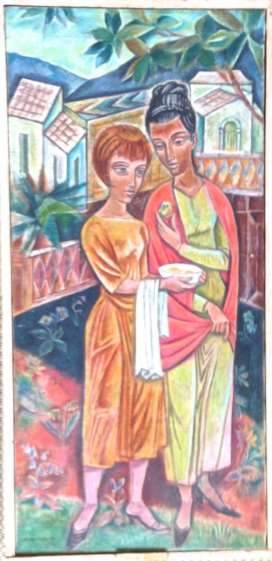 Russian Painting, Nicholas Morosoff, Oil on Canvas: Nicholas Morosoff, Oil on Canvas Nicolas Morosoff (Russian, 1899-1994) Oil on canvas Signed: lower left: Nicholas Morosoff, in addition a plaque title identification Dimension: canvas: 30.6” x 14”