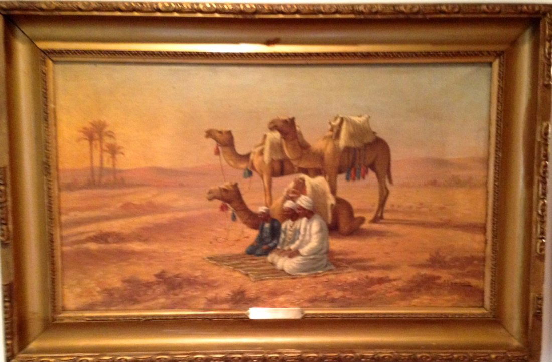 Orientalist Painting Arabs at Prayer, Oskan Chimchidian (1 of 4)