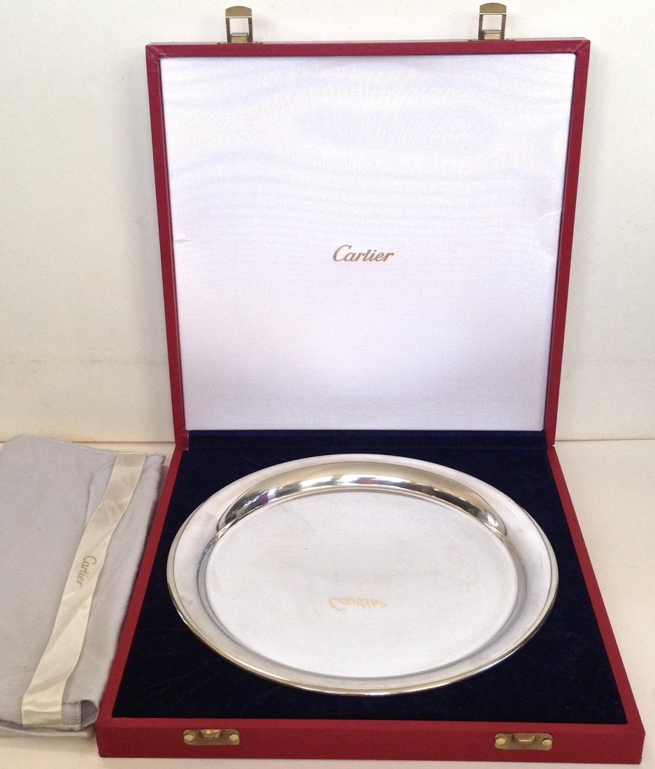 Cartier Silver Plate Serving Tray with Original Box