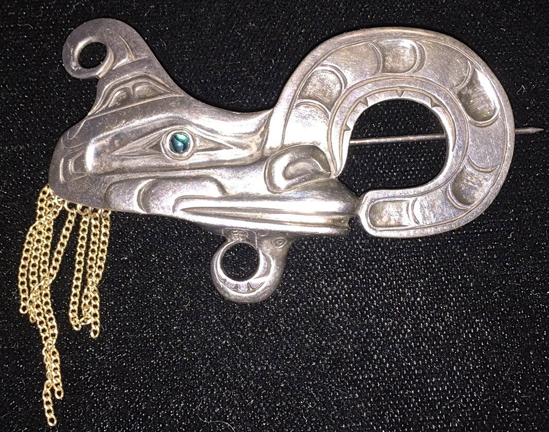 Inuit Bird Raven Brooch / Pendant, Signed (1 of 4)