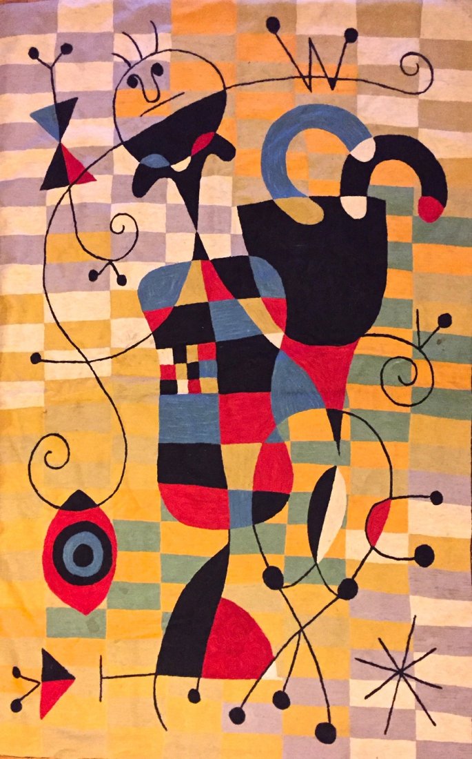 (After) Joan Miro Wool Textile Tapestry Rug (1 of 3)