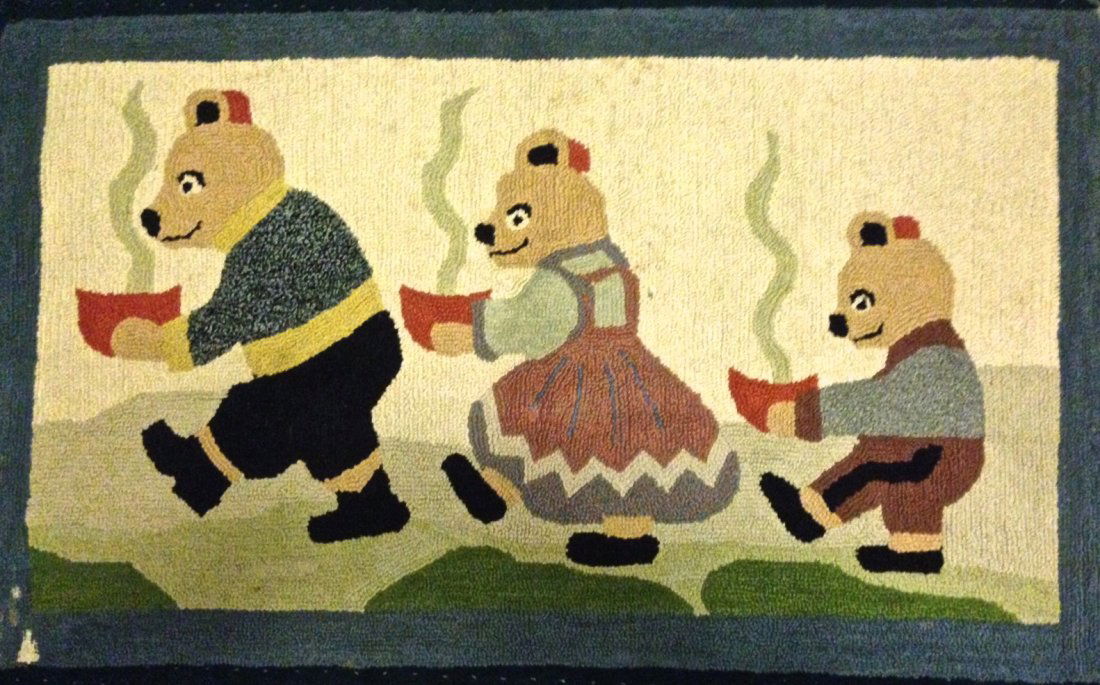 Folk Art Hooked Rug, 3 Bears (1 of 5)