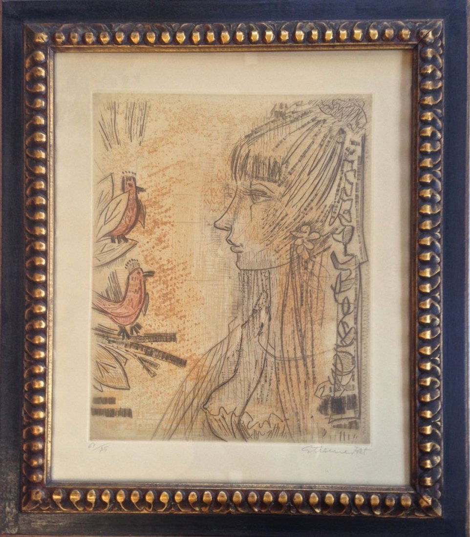 Etienne Ret (French 1900-1996) "Young Girl With Birds" (1 of 4)