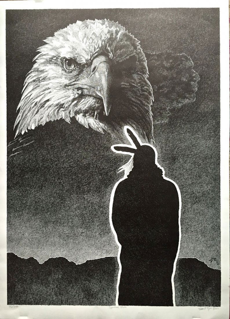 Native American Indian Lithograph, Ryan Burr (1 of 5)