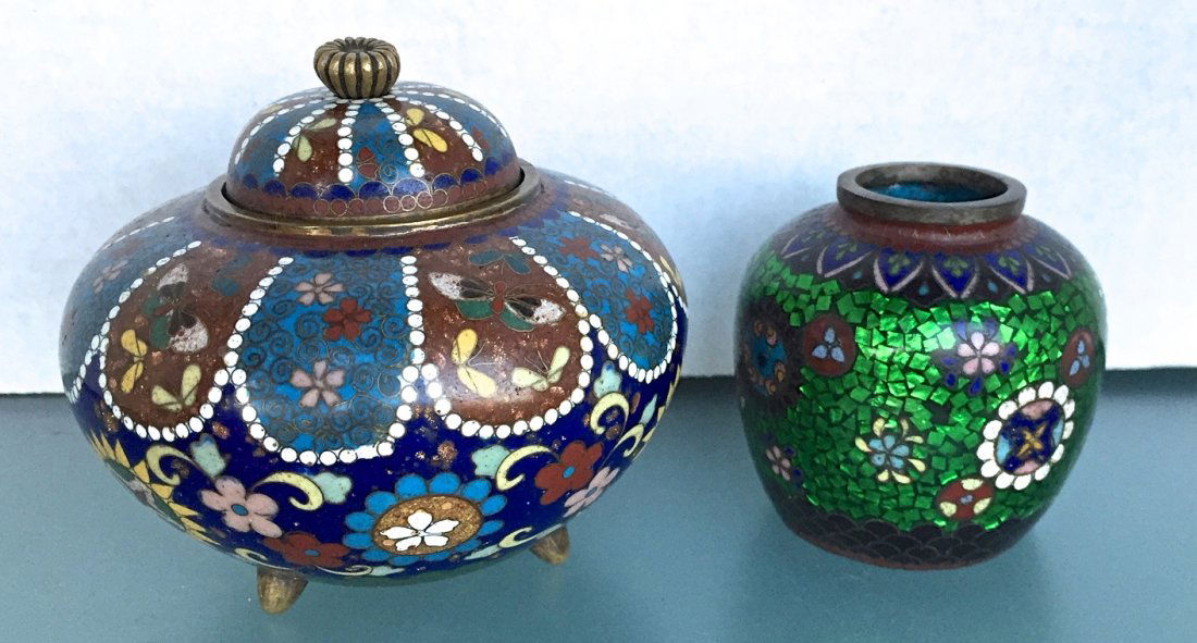 Two Japanese Cloisonne Enamel Covered Vases (1 of 5)