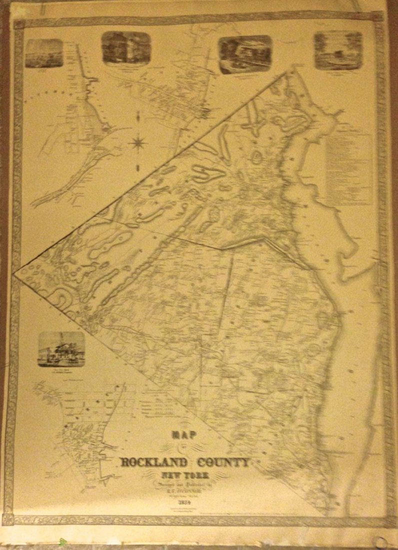 Wall Map Rockland County New York, 1854 (1 of 4)