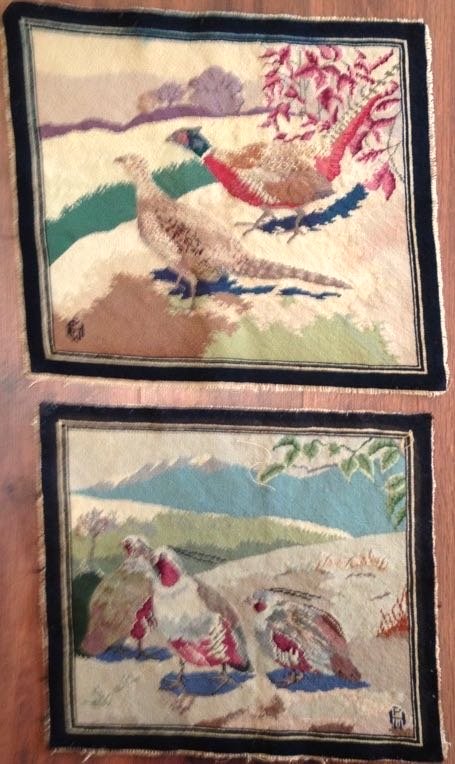 NEEDLEWORK PANELS "PHEASANT & QUAIL"SIGNED (1 of 4)