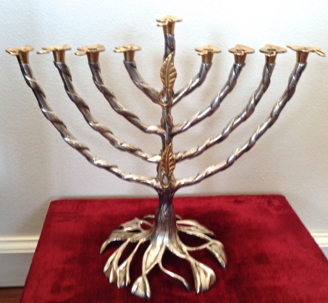 Judaica: Hanukah Menorah, Tree of Life, Artist Signed (1 of 4)