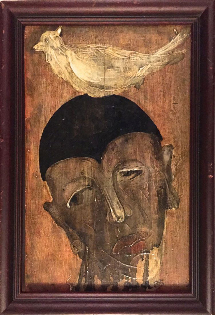 Modernist Whimsical Figural Painting On Panel, Signed (1 of 4)