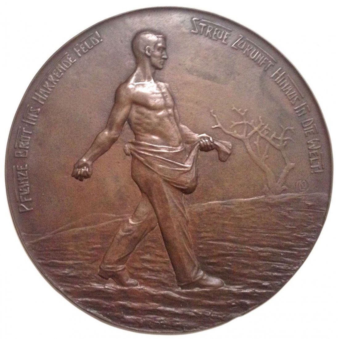German Figural Bronze Medallion, Signed (1 of 5)
