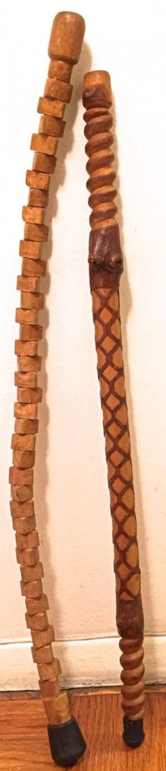 Two Southern Folk Art Carved Wood Canes (1 of 4)