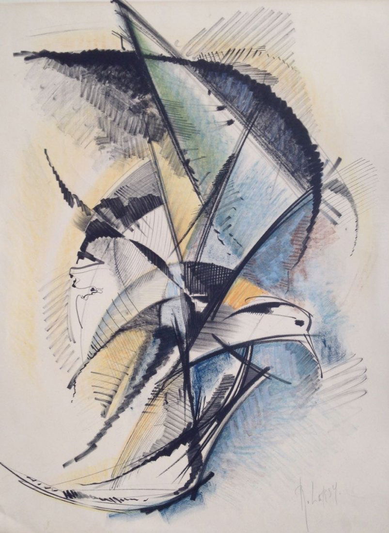 Roger Lersy (French 1920-2004) "Oiseau" Abstract 1970: Roger Lersy (French 1920-2004) "Oiseau" Abstract color lithograph Title: Oiseau Artist Proof Handsigned in pencil & artist proof by the artist: Roger Lersy Dimension: full sheet: 19.6 x 26" Publicatio