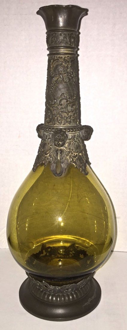 Art Glass with Putti & Bacchus Pewter Overlay, JHM (1 of 5)