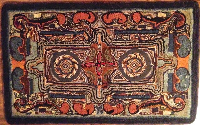American Hooked Rug, Geometric Abstract, Early 1900's (1 of 4)