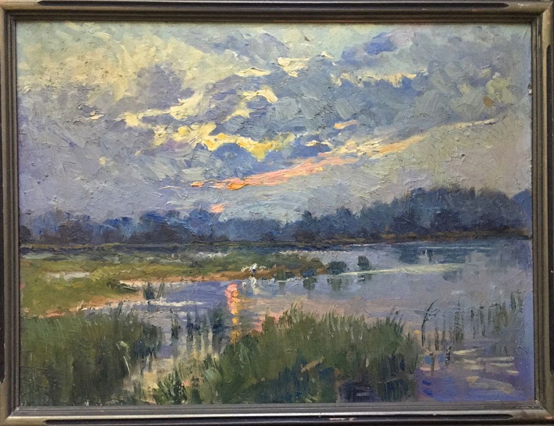 American Landscape Oil Painting "Marshland" (1 of 3)