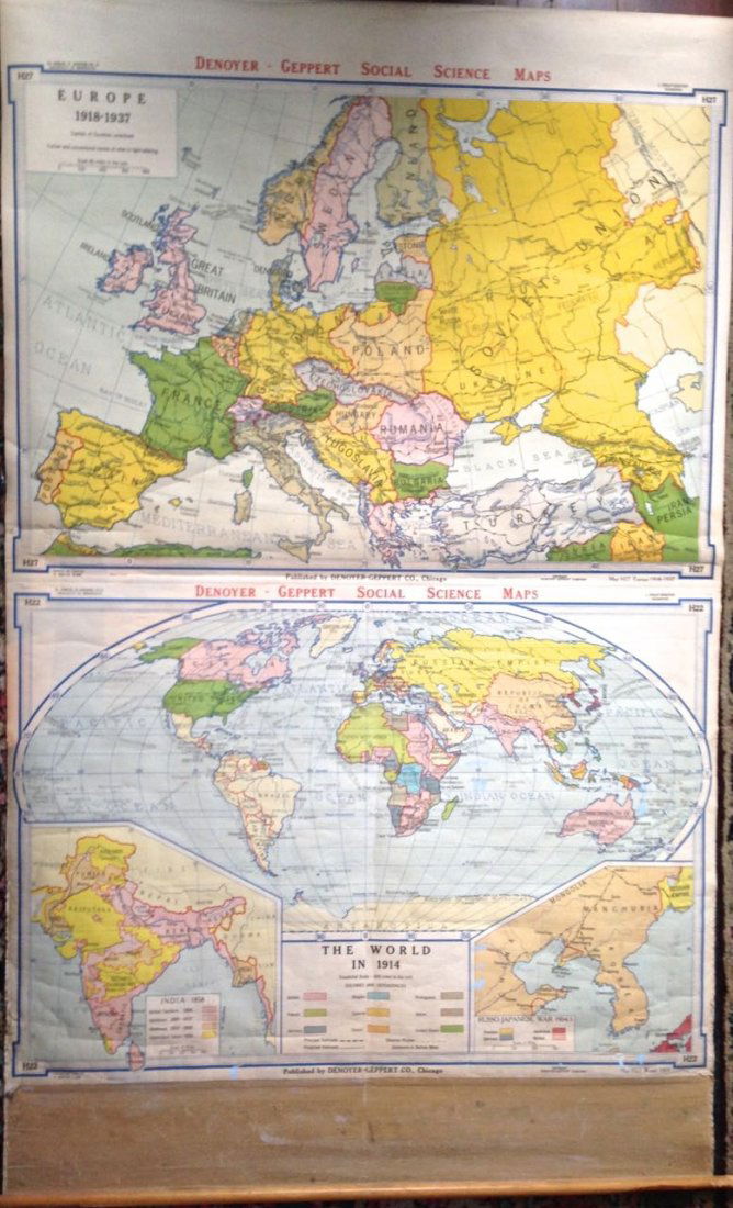 Roll-Up Wall Map, "The World In 1914" ( L.66"x W.44" ) (1 of 3)