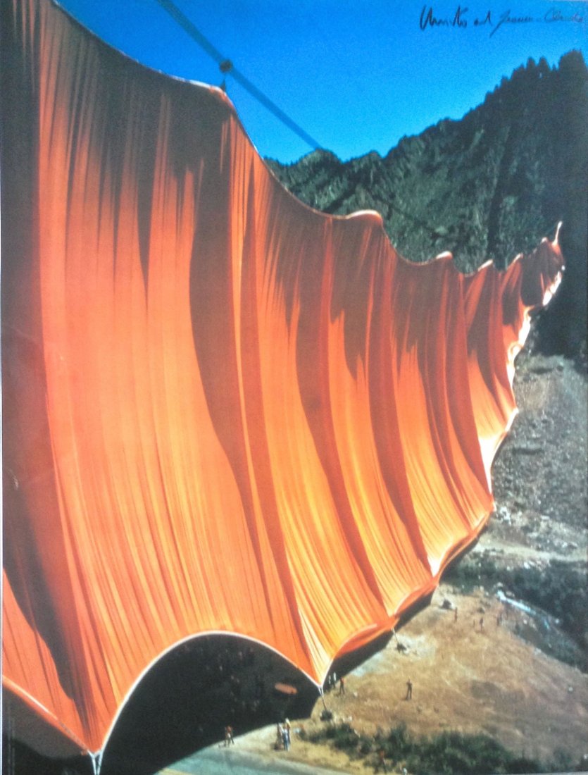 Christo & Jean-Claude, Valley Curtain, Hand-Signed: Christo & Jean-Claude, Valley Curtain, Hand-Signed Javacheff Christo (b.1935) Jeanne-Claude (1935-2009) Hand-signed in black marker by Christo & Jean-Claude (view photograph) Title: Valley Curtain, Ri