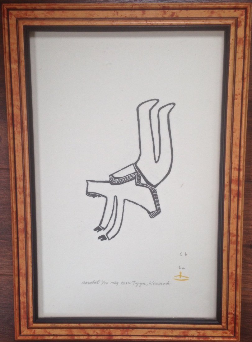 Inuit Woodcut : Winnie Tatya , Figural Eskimo 1969 (1 of 3)