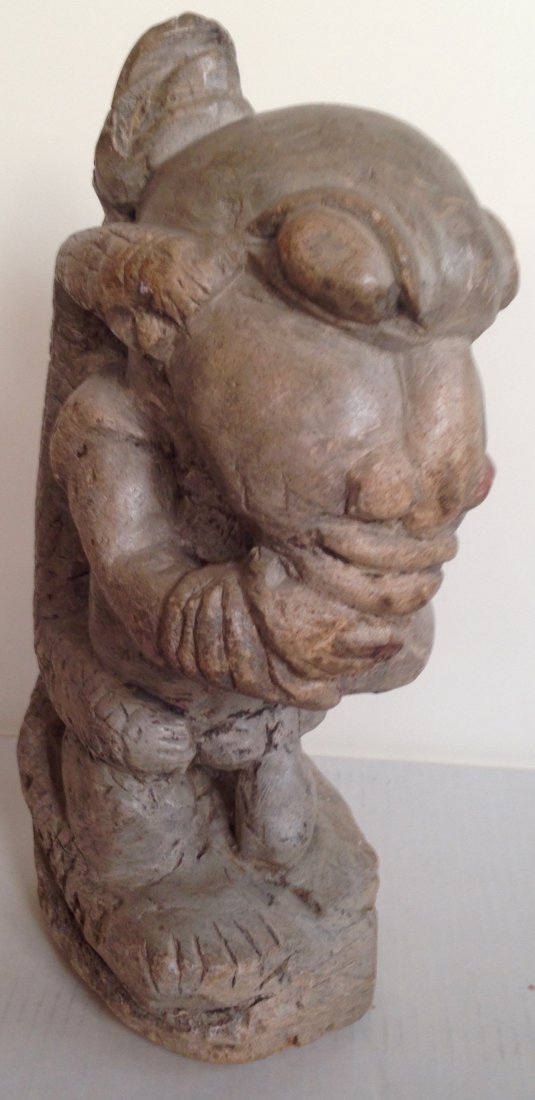 Carved Figural Stone Carving With Lizard, 15.7"hgt (1 of 4)