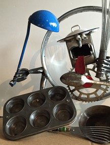 Found Object Metal Pop sculpture, Robot Man, Signed (1 of 8)