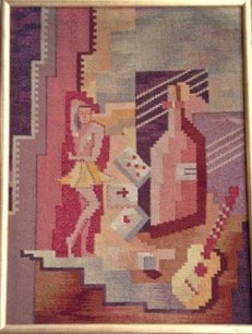 Mid-century Modernist Cubist Tapestry, 1950's (1 of 4)