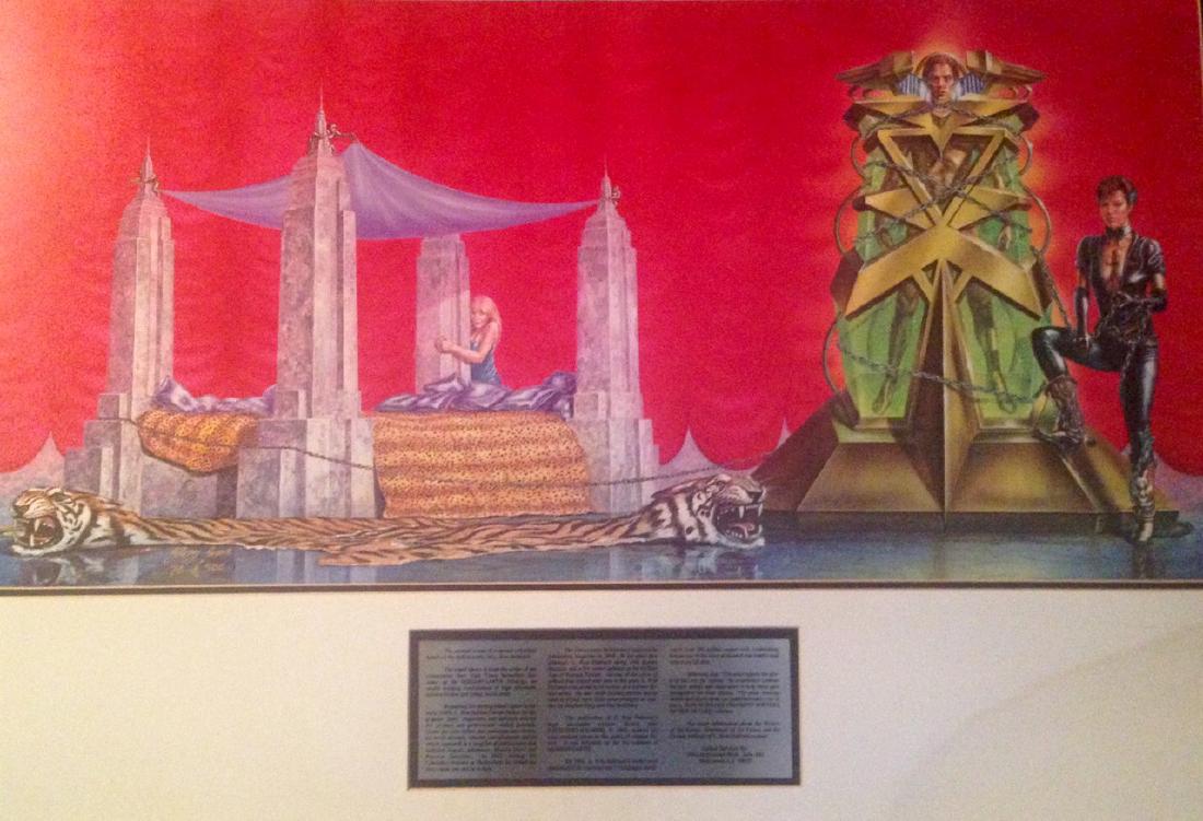 L. Ron Hubbard Cover Art, "An Alien Affair": L. Ron Hubbard Cover Art, "An Alien Affair" Title "Mission Earth" Science fiction lithograph from the cover art of the 4th volume of "Mission Earth, Alien Affair, 1986" L. Ron Hubbard (America b.1911-
