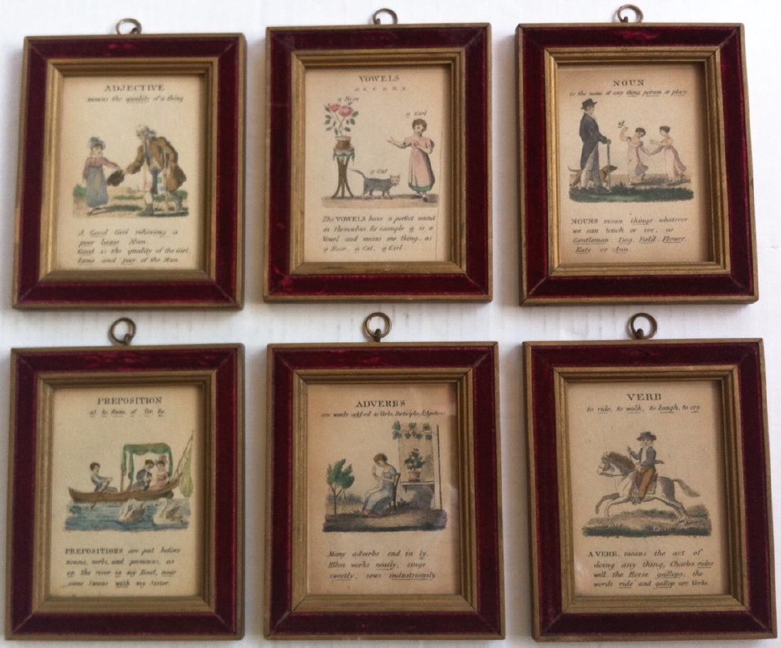 Framed Miniature Grammar Pages, 19th Century (1 of 4)