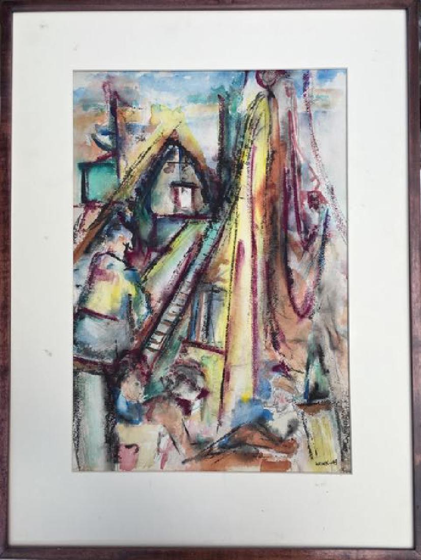 Mid-Century Industrial Painting, Samuel Weinik, 1949 (1 of 4)