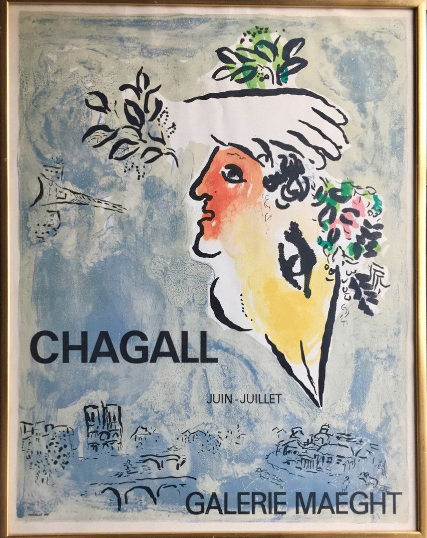Chagall Lithographic Exhibition Poster, Blue Sky 1964 (1 of 4)