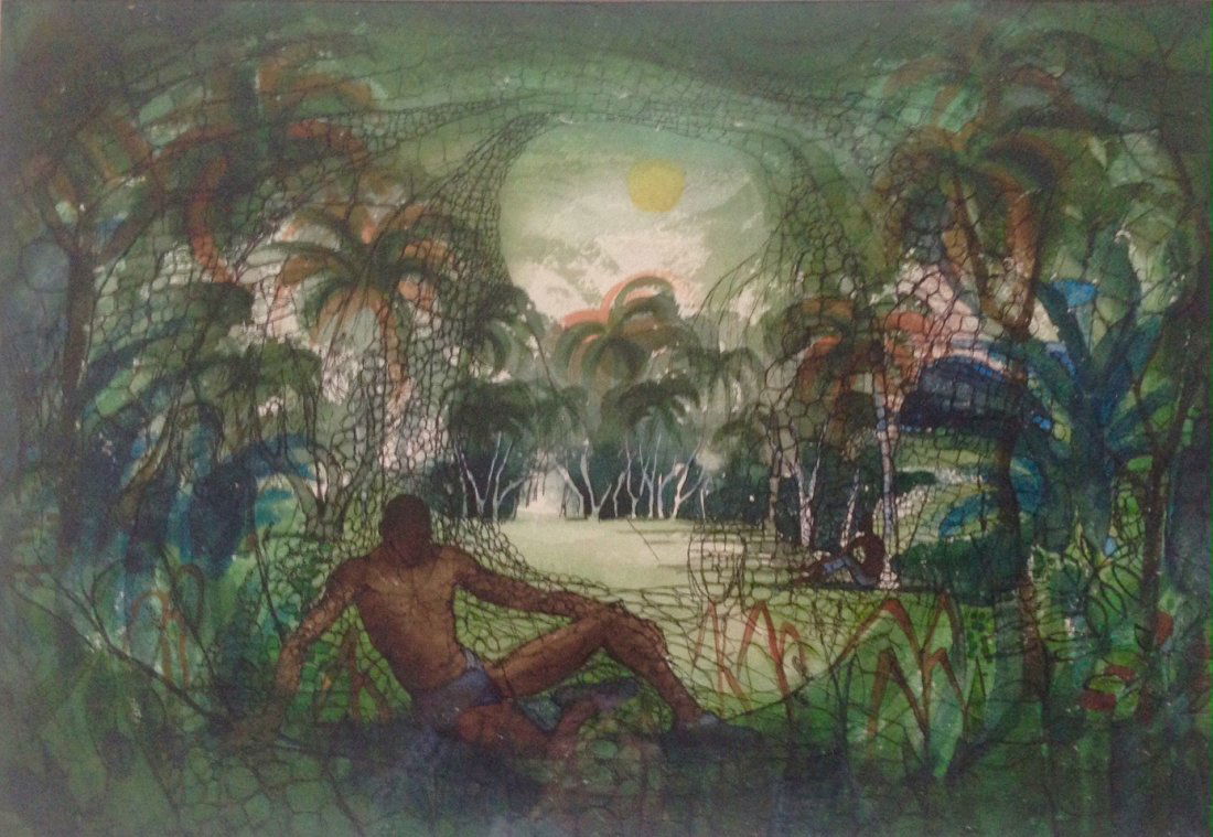 Theodore Hancock, Modernist Figural Landscape, 1950's (1 of 3)