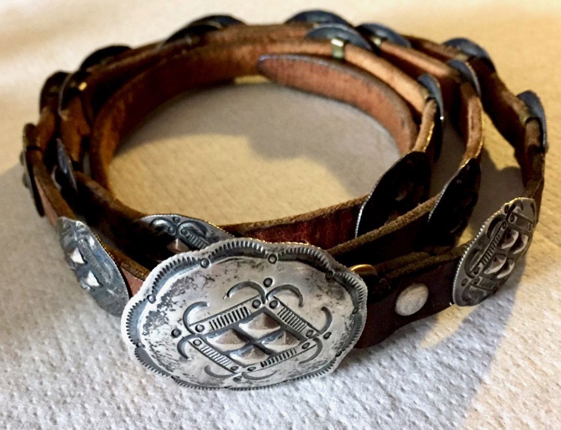 Native American Indian Sterling Silver Concho Belt (1 of 6)
