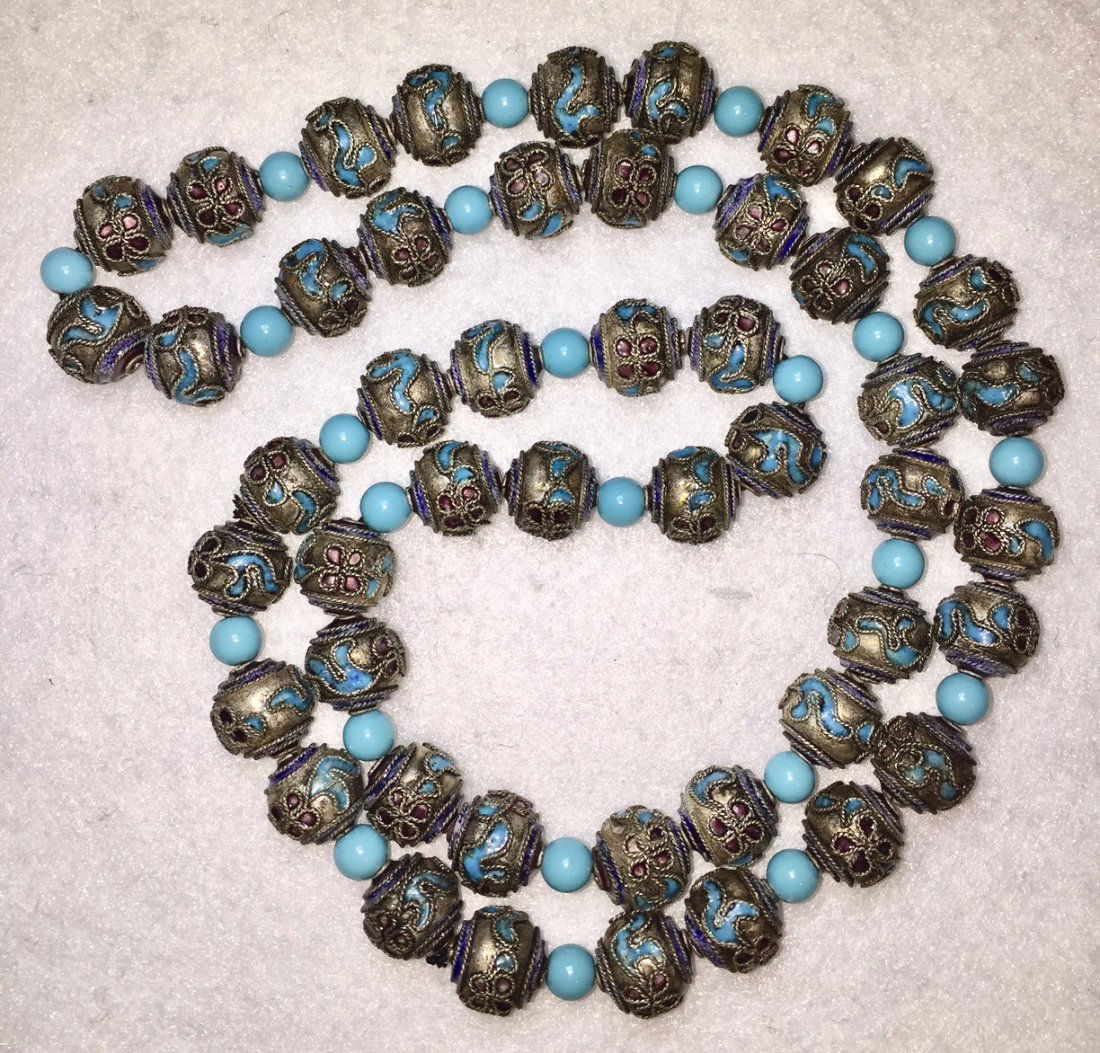 Sleeping Beauty Turquoise & Gilt Silver Enamel Necklace (1 of 4)