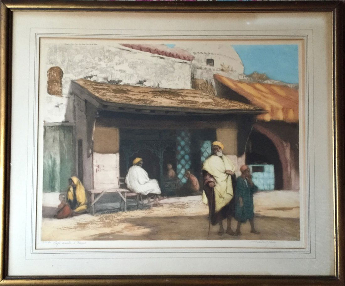 Raoul Fery Aquatint Etching, Cafe Arabe a Tunis (1 of 6)