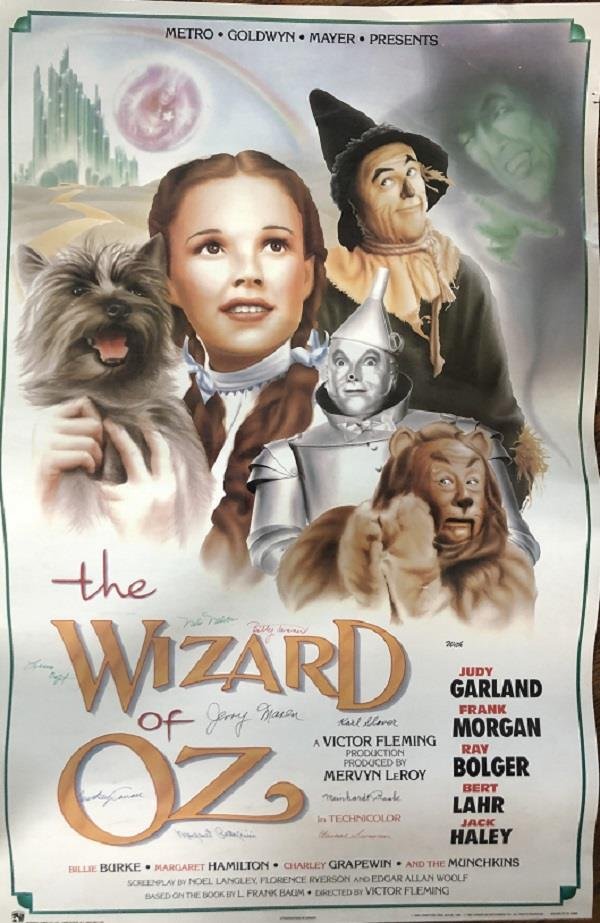 Wizard of Oz- Movie Poster Signed by 9 Munchkins (1 of 2)