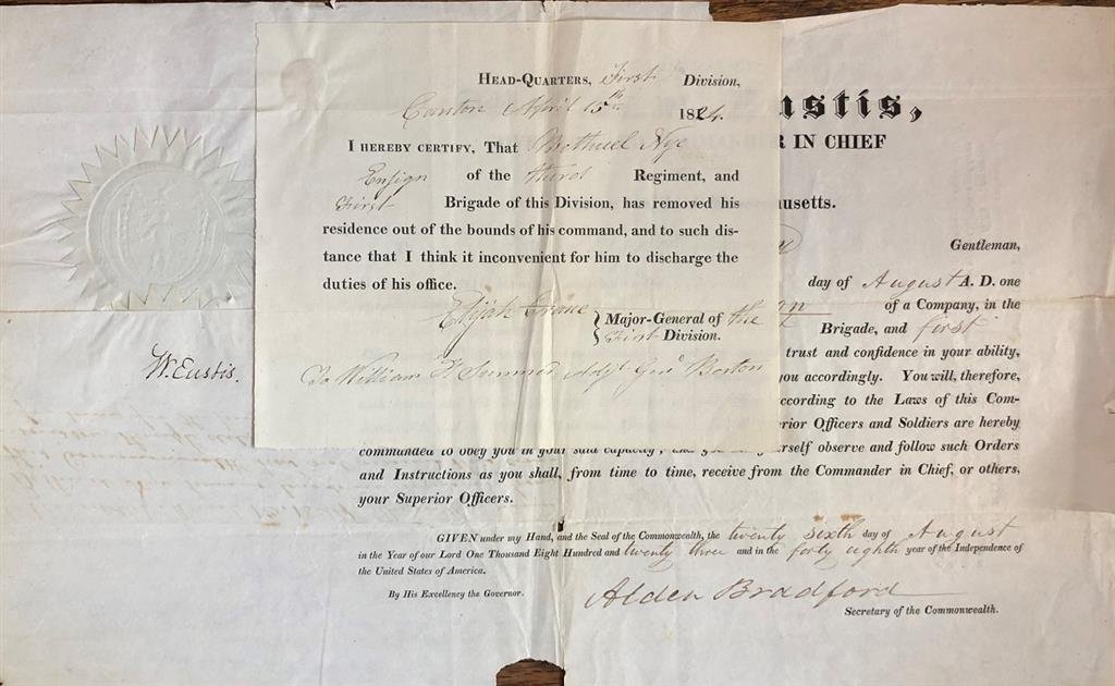 Alden Bradford and William Eustis- Signed Document (1 of 3)