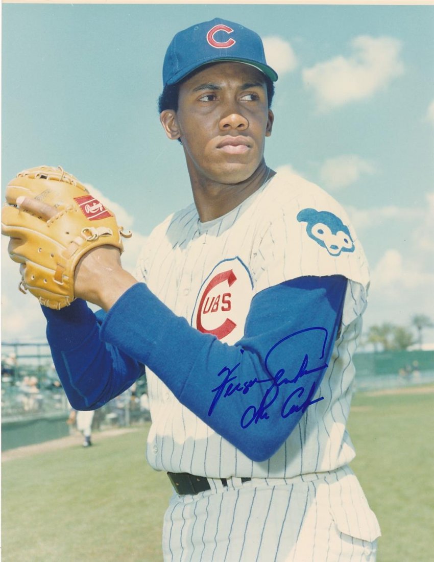 Fergie Jenkins-Signed Photograph: 8x10 Color glossy photograph signed with blue felt tip ink by Fergie Jenkins. In good condition. Fergie Jenkins is a Canadian former professional baseball pitcher and coach. He played Major League Bas