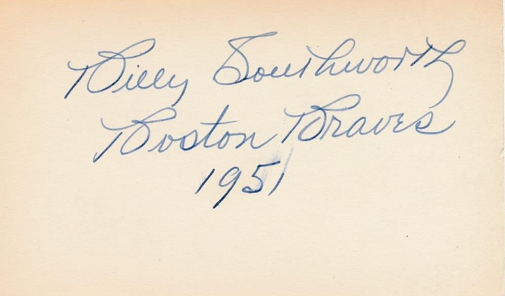 Billy Southworth-RARE Vintage Signed Index Card (1 of 1)