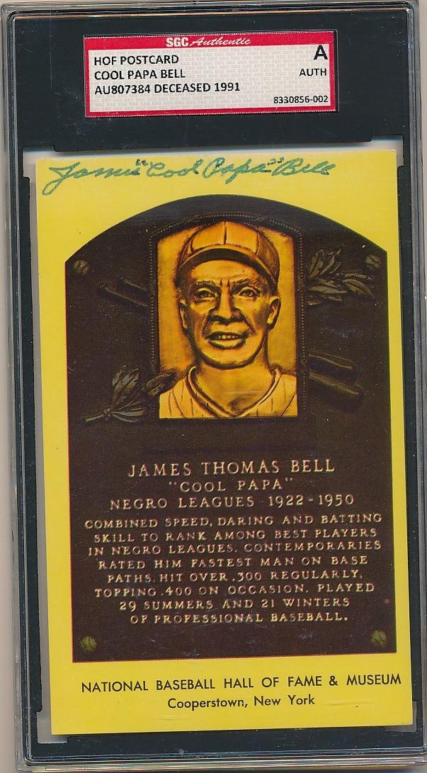 James "Cool Papa" Bell- Signed HOF Plaque Postcard- SGC (1 of 1)